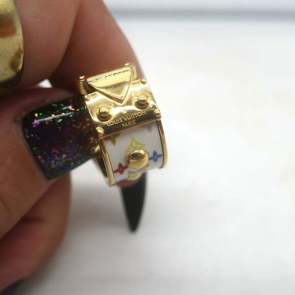 Louis Vuitton x Takashi Murakami S-Lock Ring White Coated Canvas Size 5 NEW - Picture 6 of 9
